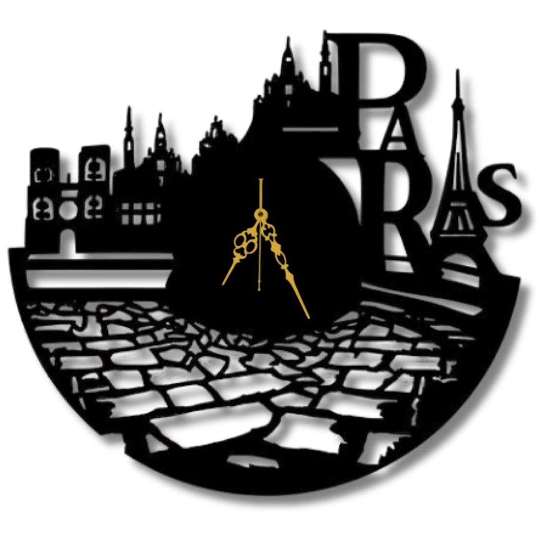 🗼 Paris Streetscape – Metal Wall Decor Clock 💫