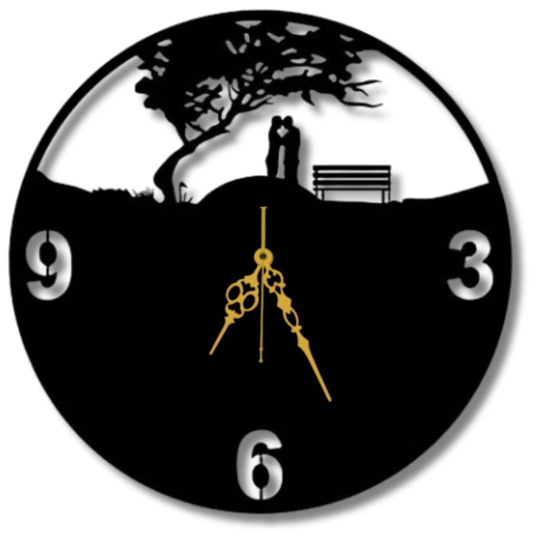 💑 Timeless Romance – Couple Silhouette Wall Decor Clock 🌙