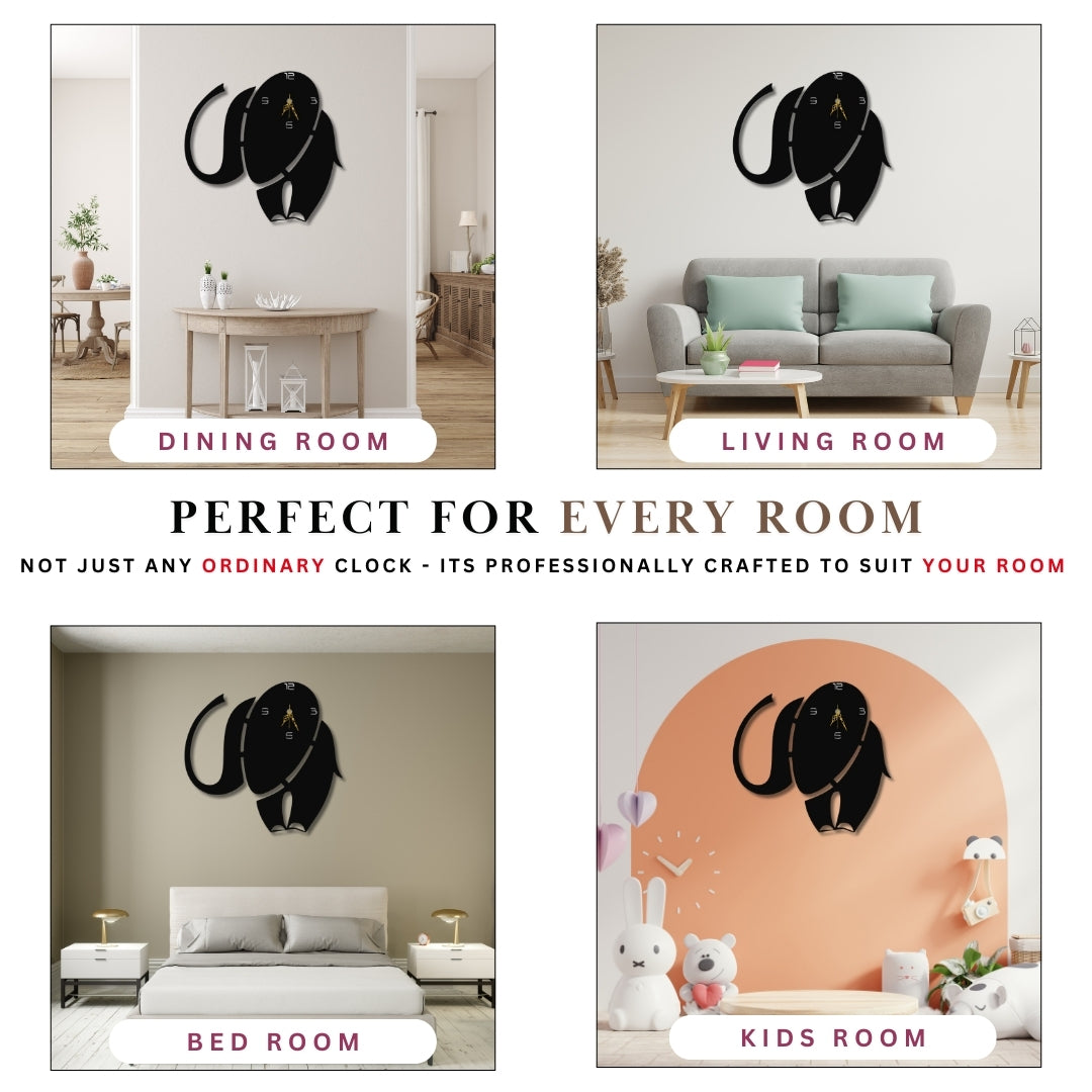 🐘 Elephant Silhouette Clock