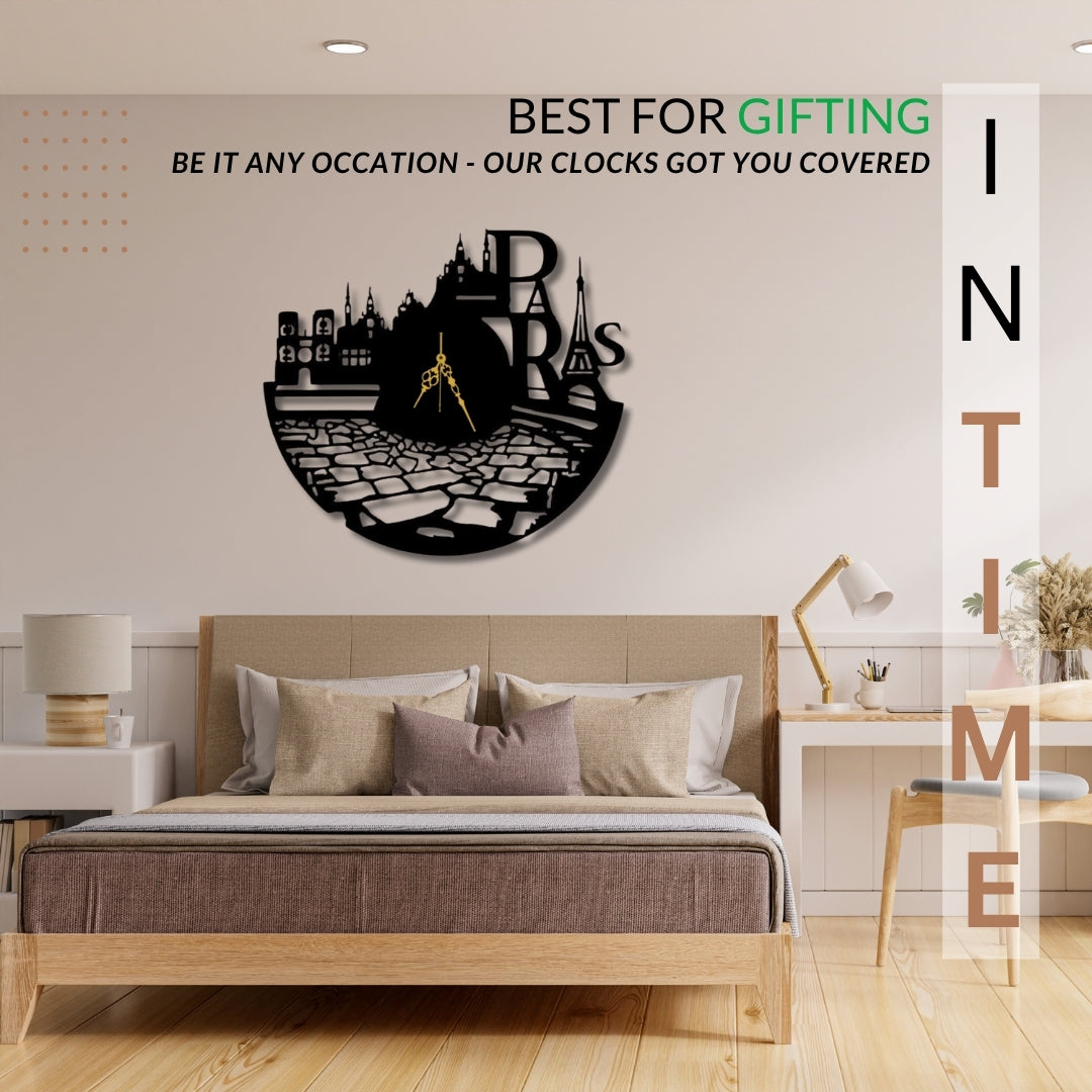 🗼 Paris Streetscape – Metal Wall Decor Clock 💫