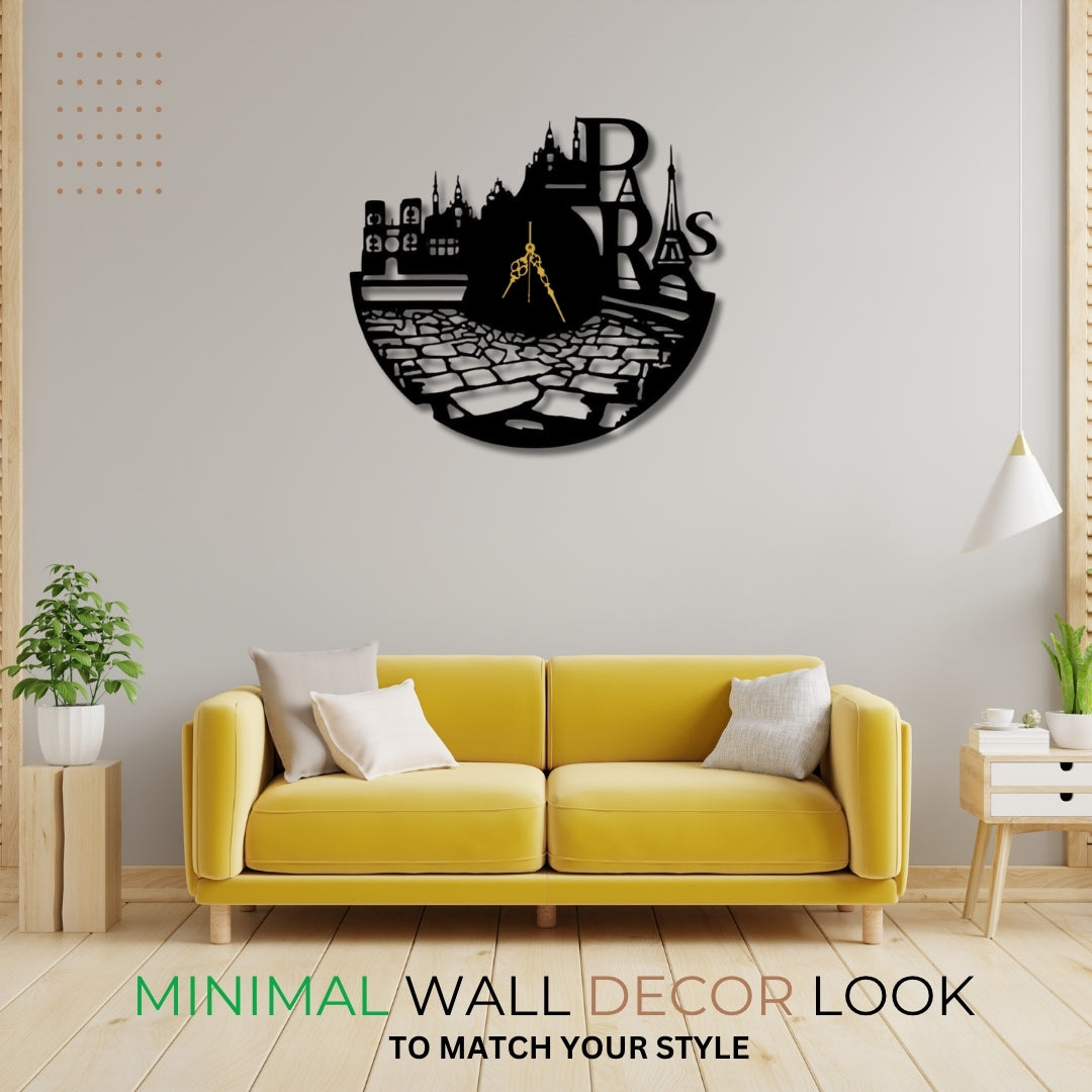 🗼 Paris Streetscape – Metal Wall Decor Clock 💫