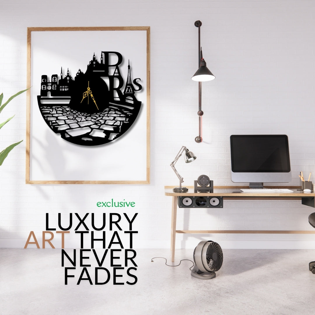 🗼 Paris Streetscape – Metal Wall Decor Clock 💫